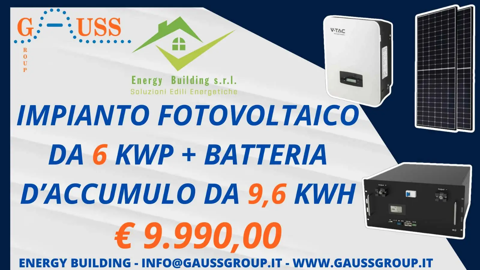 Promozione impianto fotovoltaico 6kwp con accumulo 10 kwh