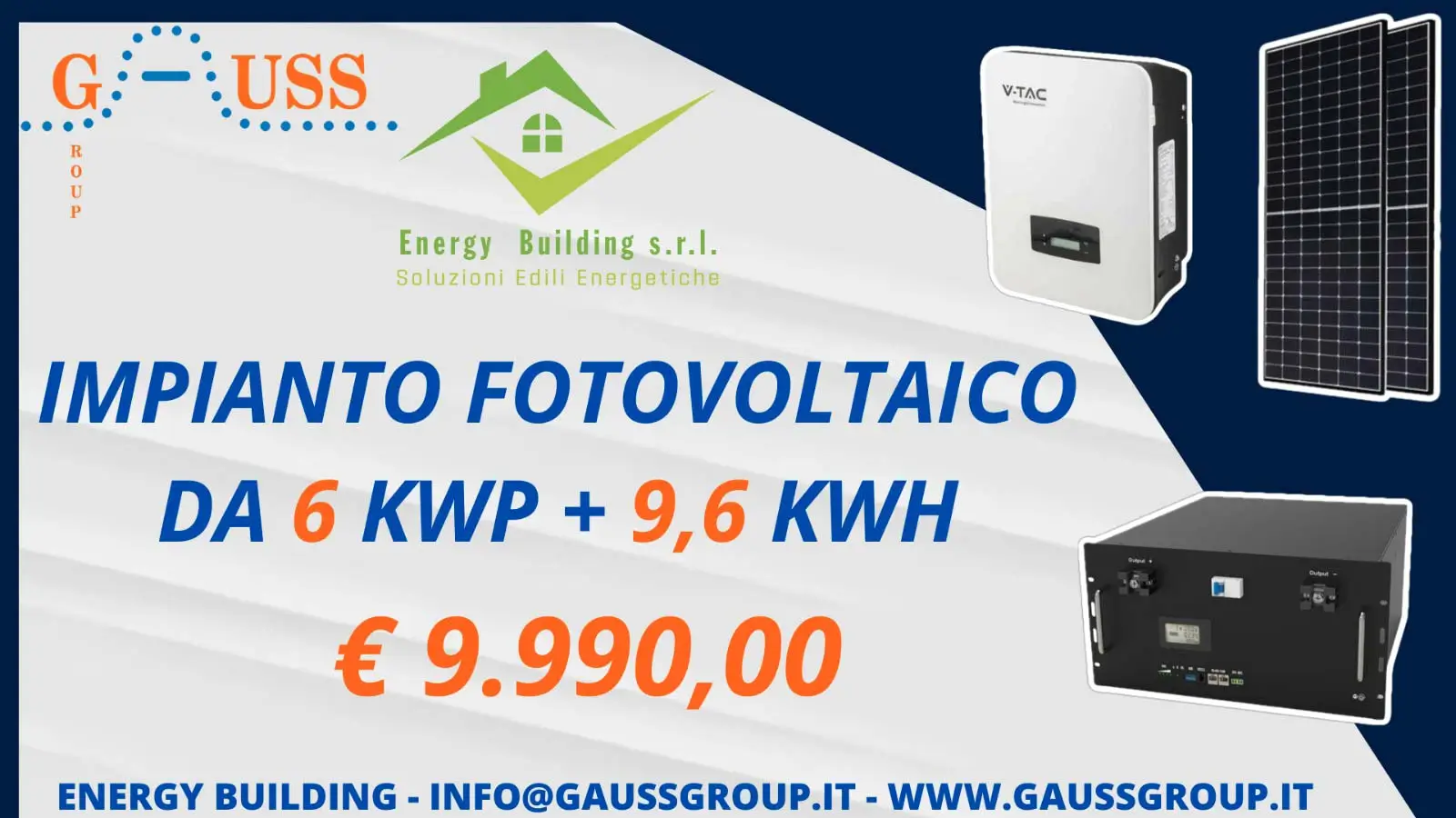 promozione impianto fotovoltaico 6kWp con accumulo Gauss Group